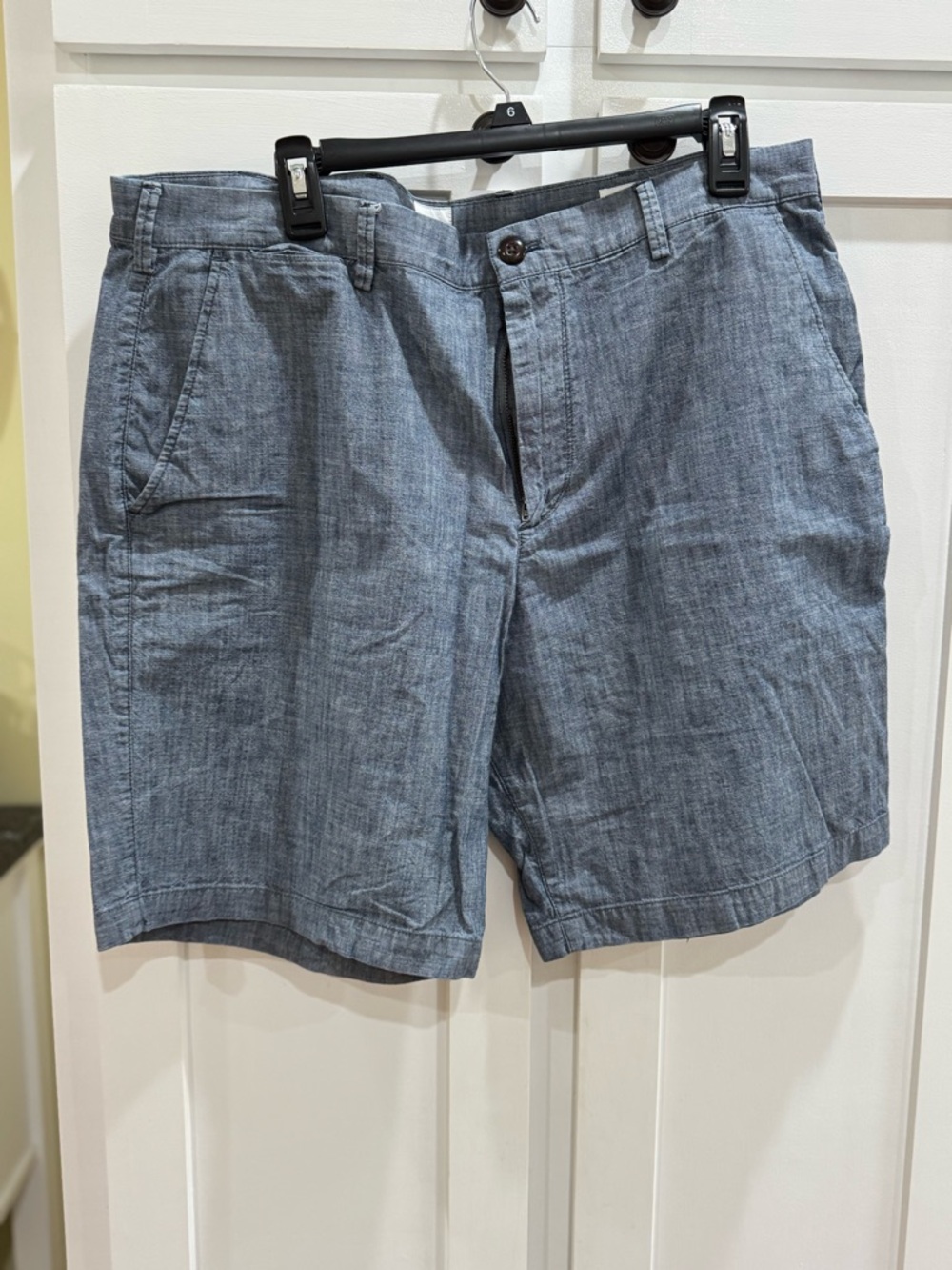 GAP Men's Chambray Flat Front Shorts in Light Blue